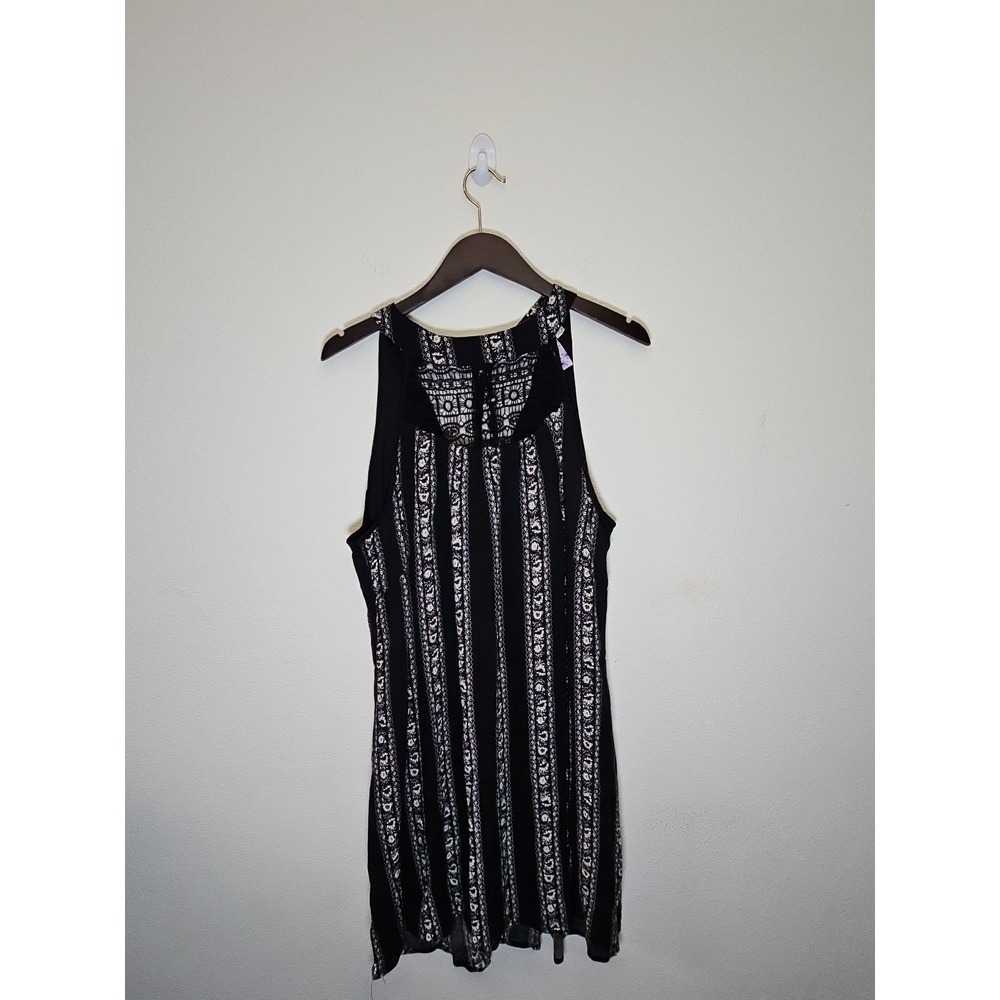 Alya Crocheted neck, Back‎ Tie-neck  XL Womens Black Sleeveless Short Dress